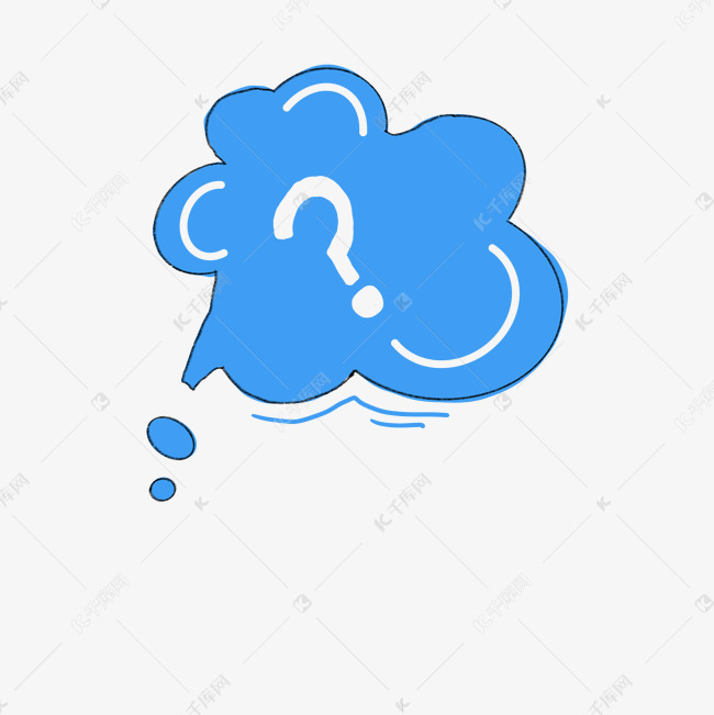 蓝色云朵形状思考气泡