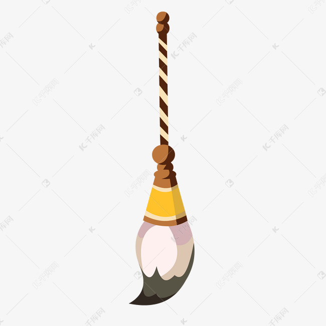 手绘文具矢量大头毛笔免抠素材