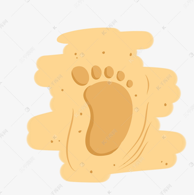 夏季海边休闲沙滩脚印插画