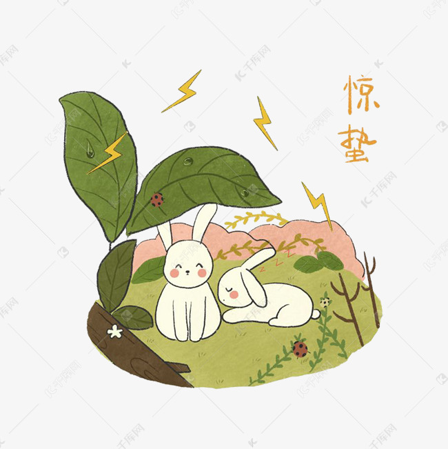 二十四节气兔子农历春雷png春天