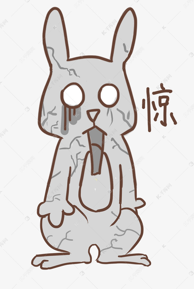 表情惊灰兔子插画