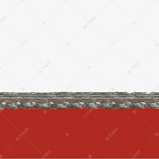 手绘古风红墙青瓦插画图案