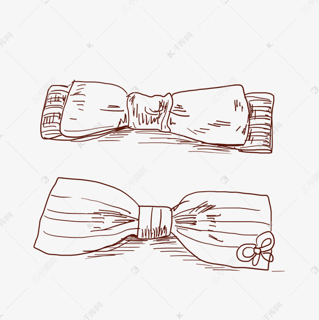 线描蝴蝶结发卡插画