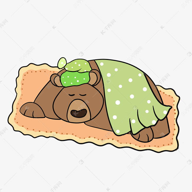 手绘睡觉大熊插画