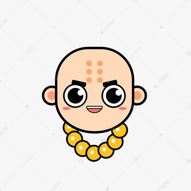 和尚少林寺q版卡通光头形象人物