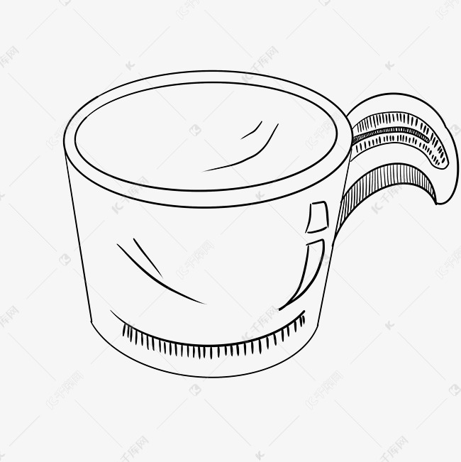 线描水瓢卡通插画