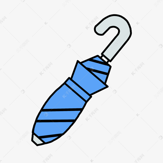 蓝色自动雨伞卡通素材免费下载