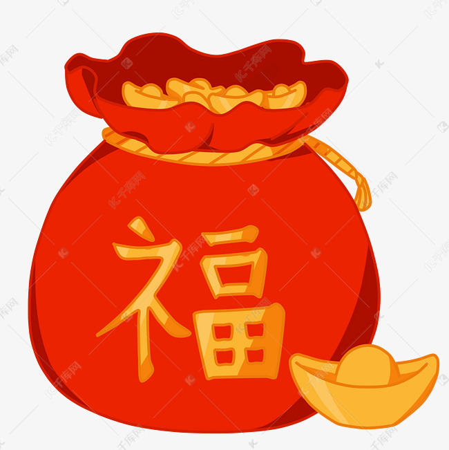 手绘元宝福袋