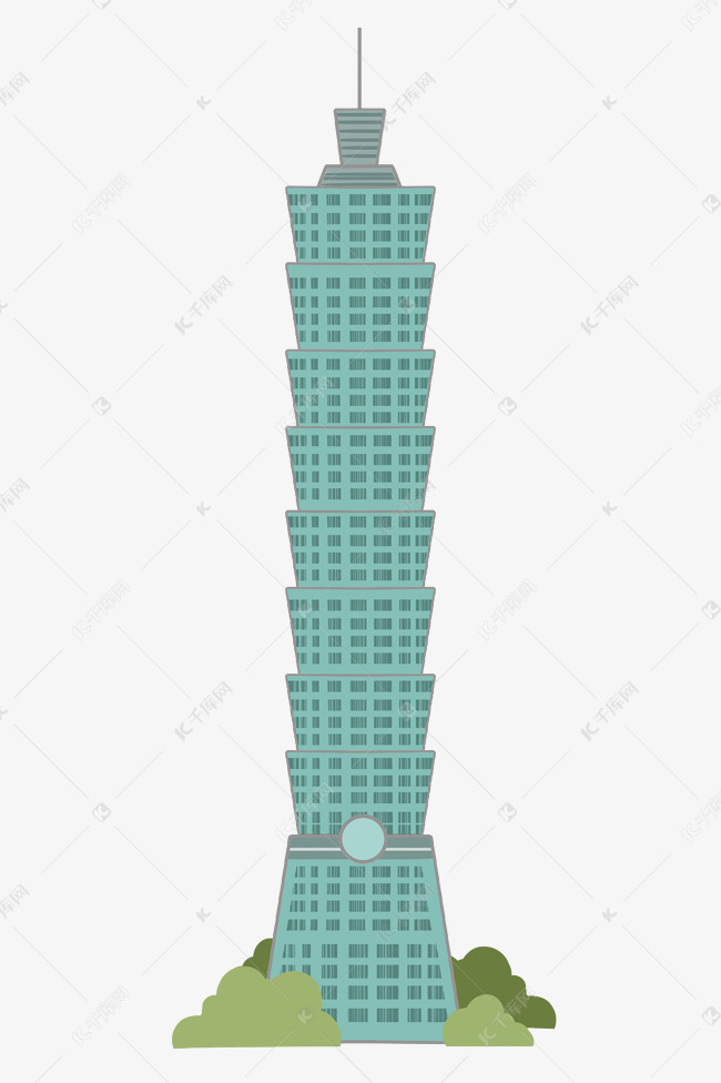 地标建筑台北101插画