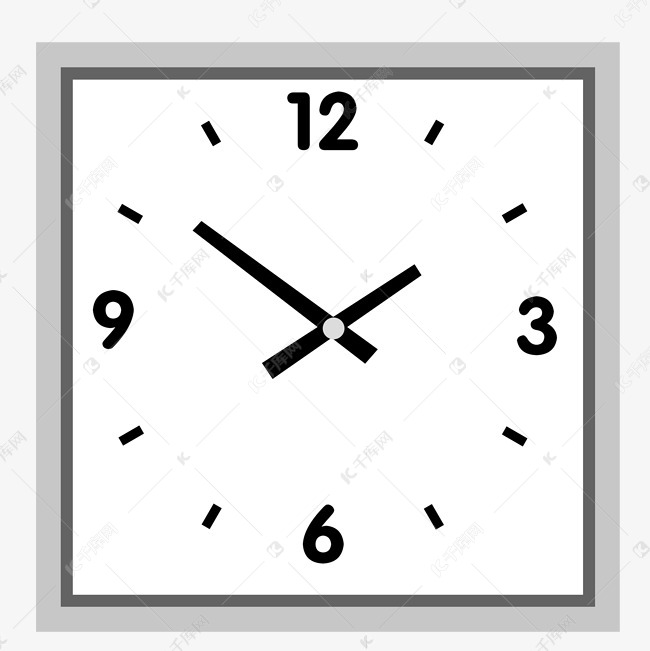方形石英钟表装饰图案免费下载