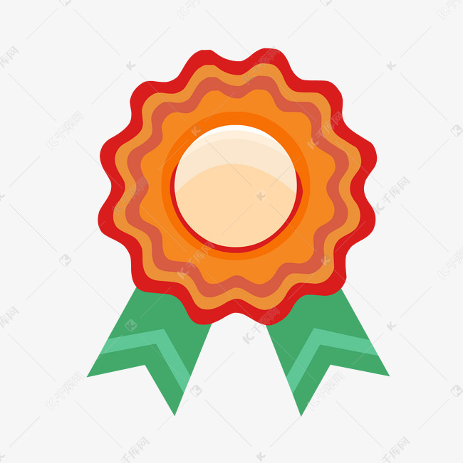 橙色手绘矢量奖牌免抠素材