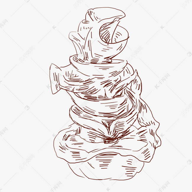 线描摆件手绘插画