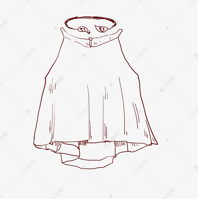 手绘线描吊带插画