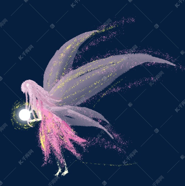 粉色飞舞的蝴蝶仙子免抠图