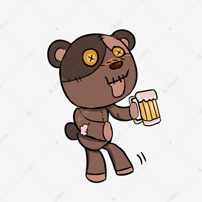 中元节表情包僵尸熊喝酒