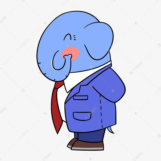 卡通大象老板png透明底
