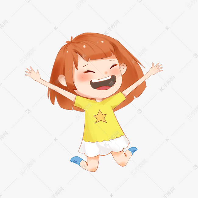 快乐女孩手绘插画