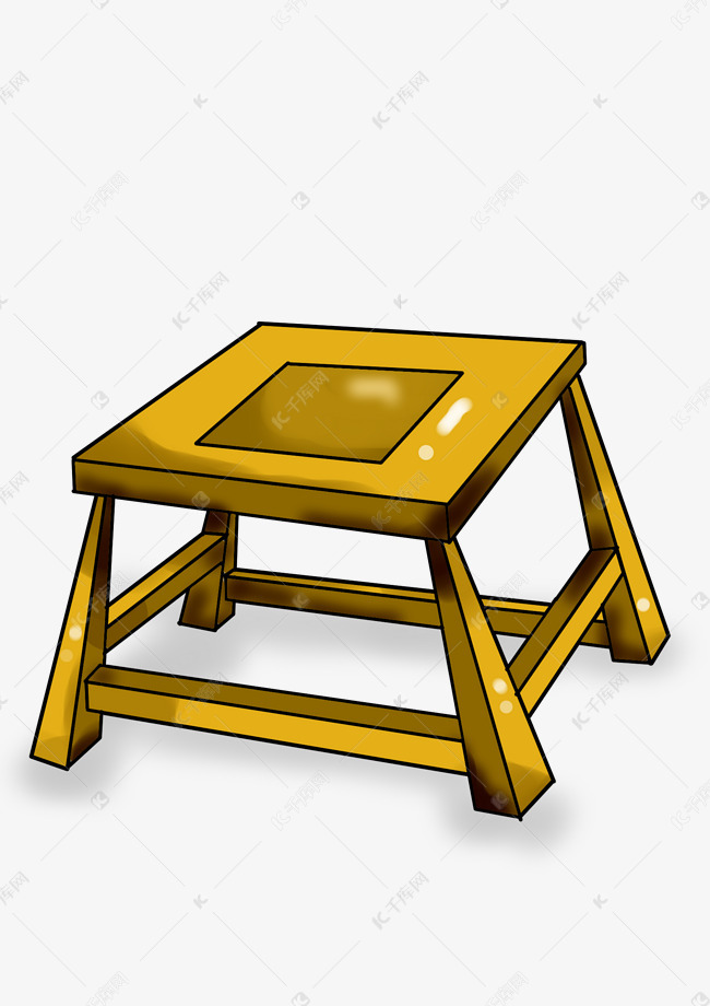 卡通厚涂小凳子木凳png素材图片免费下载-千库网