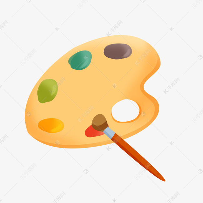 手绘绘画颜料盒插画