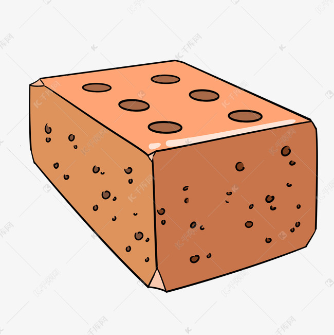 手绘黄色多孔砖头