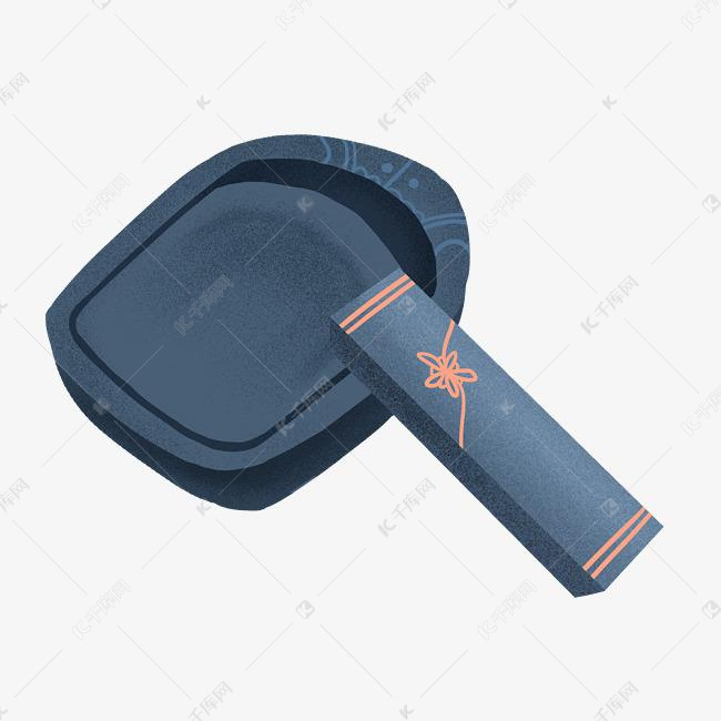 黑色的砚台手绘插画