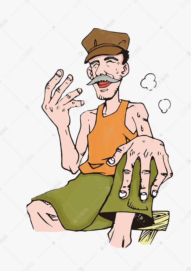 父亲节感恩父亲手绘温馨和蔼慈祥老父亲卡通形象素材图片免费下载-千