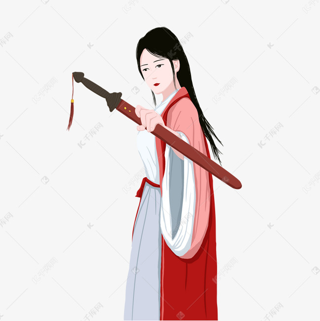 古风握剑女侠手绘高清图