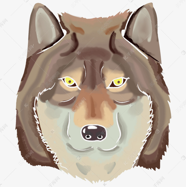 手绘插图动物狗头psd源文件