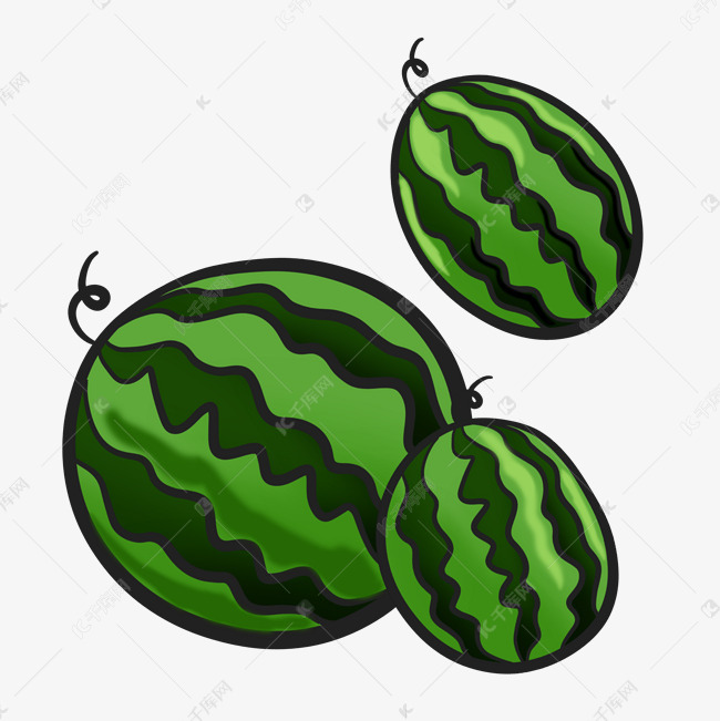 三两个成熟的大西瓜