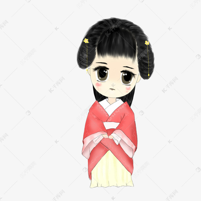 古代人物古人漢服交領紅色小女孩