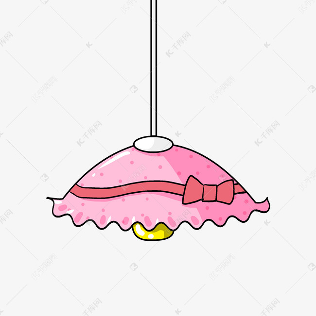 粉色帽子型吊灯插画