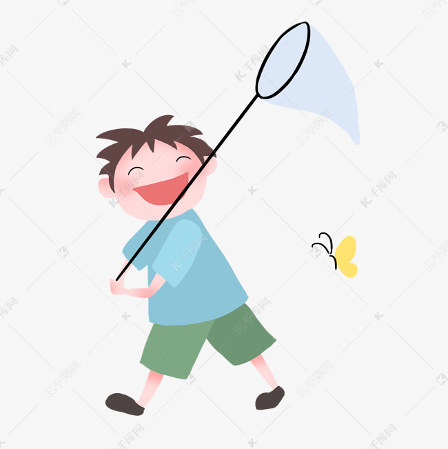 彩色捕捉昆虫男孩元素