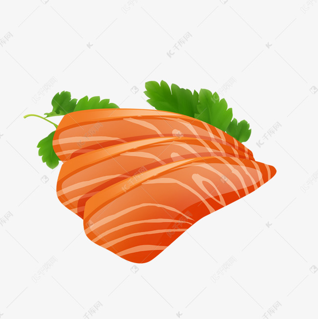 美味手绘料理生鱼片三文鱼psd