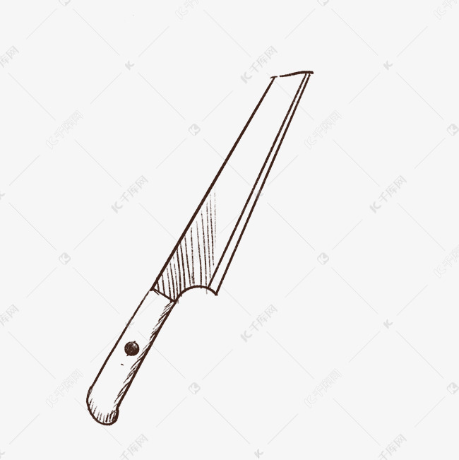 黑白手绘锋利水果刀