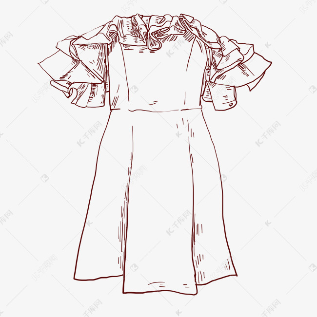 线描裙子手绘插画