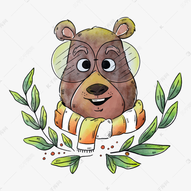 卡通戴眼镜的狗熊矢量素材