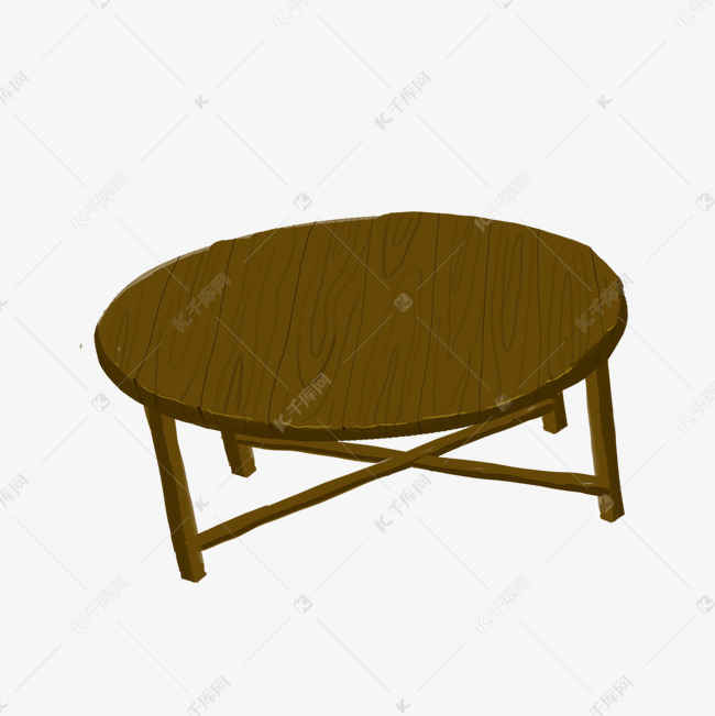 手绘卡通咖啡色桌子