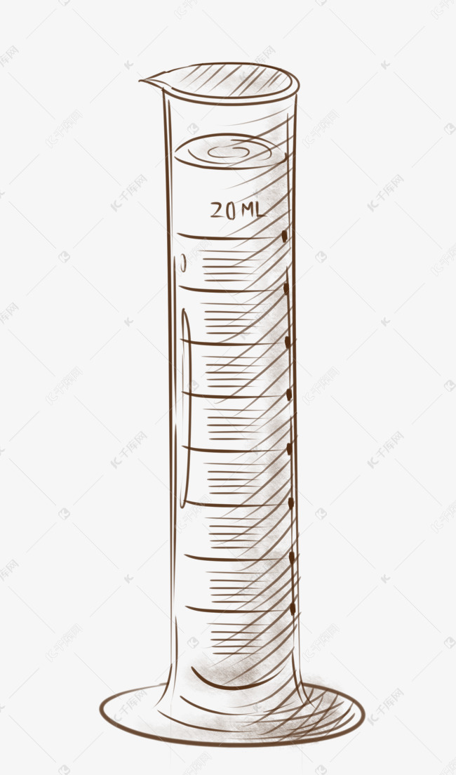 手绘线描量筒插画