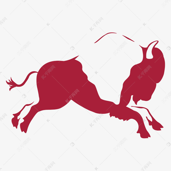 红色剪影牦牛元素