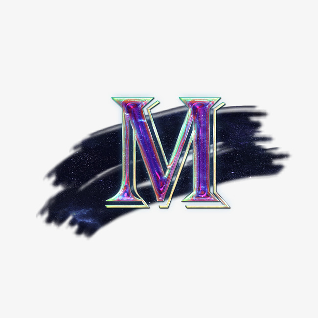 星辰 彩虹色光泽 字母m