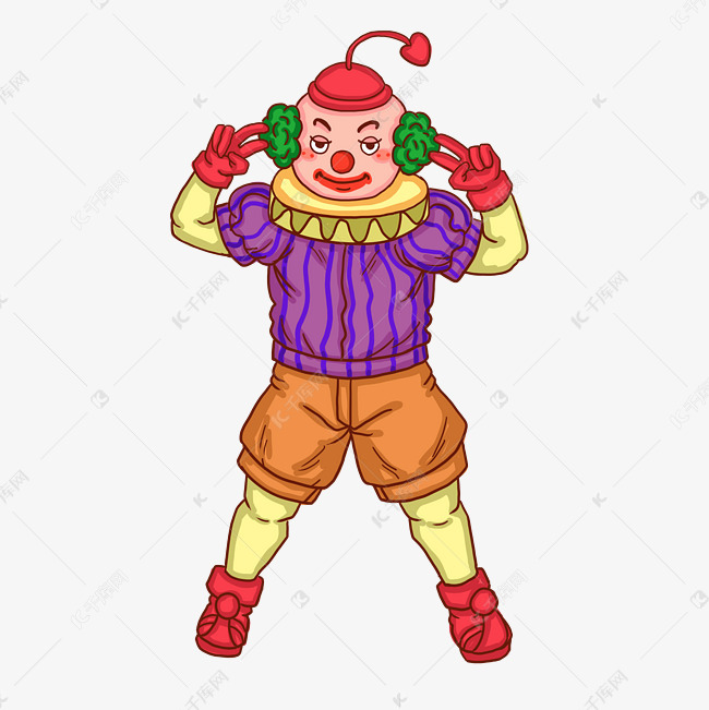 小丑愚人节剪刀手卡通人物