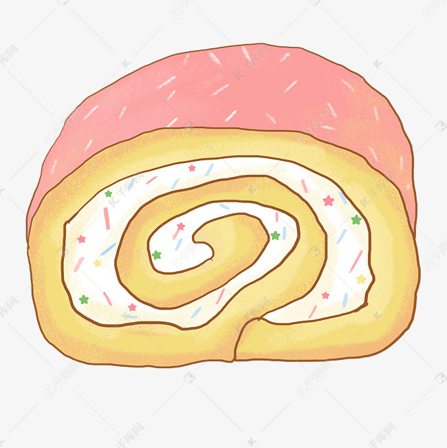 草莓味蛋糕卷插画