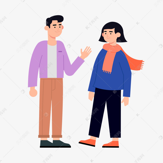 约会见面会面情侣扁平风人物素材