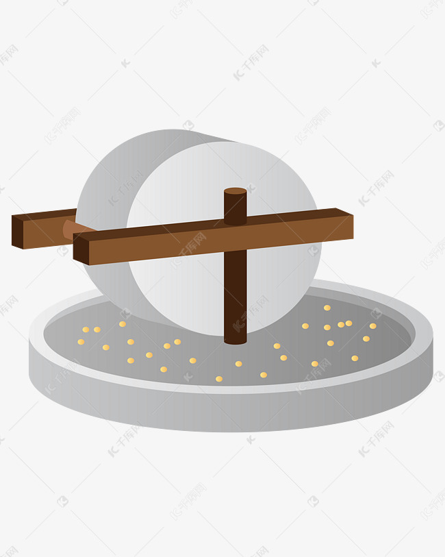 矢量卡通免扣石磨