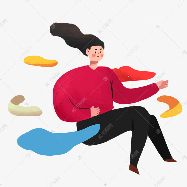 失重的少女卡通png素材