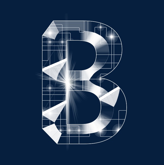 透明线条光效psd字母b_艺术字设计_千库网