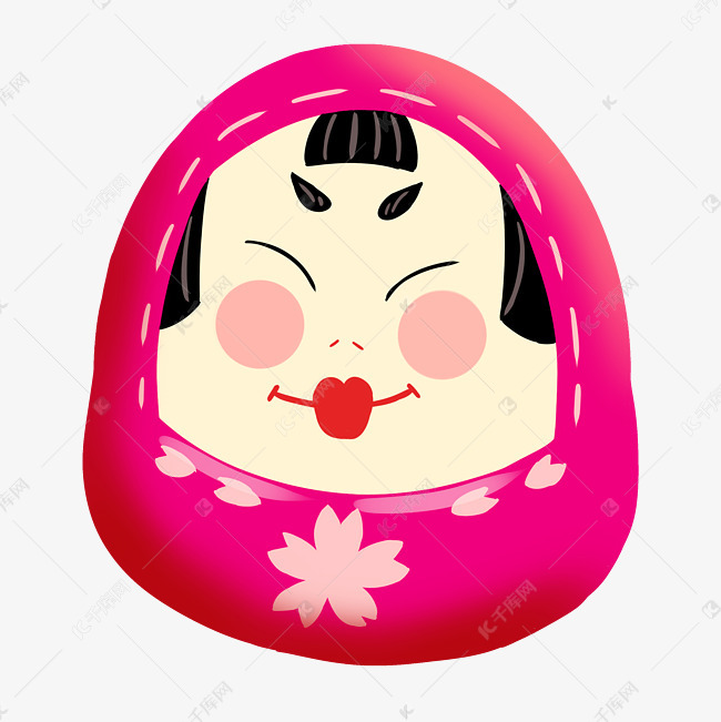 粉色日本脸谱插画