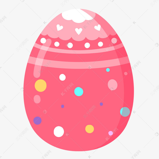 红色卡通复活节彩绘彩蛋