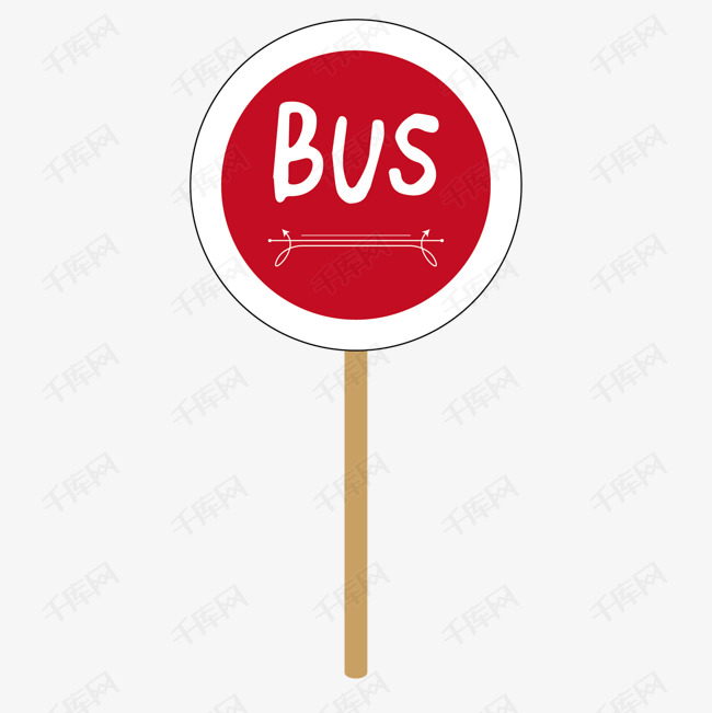 卡通红色公交站牌