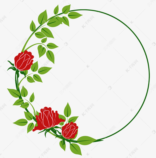 千库原创浪漫玫瑰植物花环